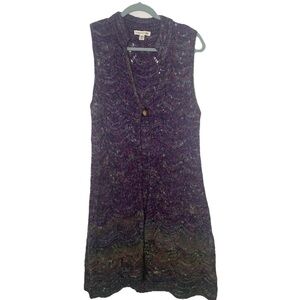 Coldwater Creek Sleeveless Wool Blend Long Line Crochet Cardigan Sweater M